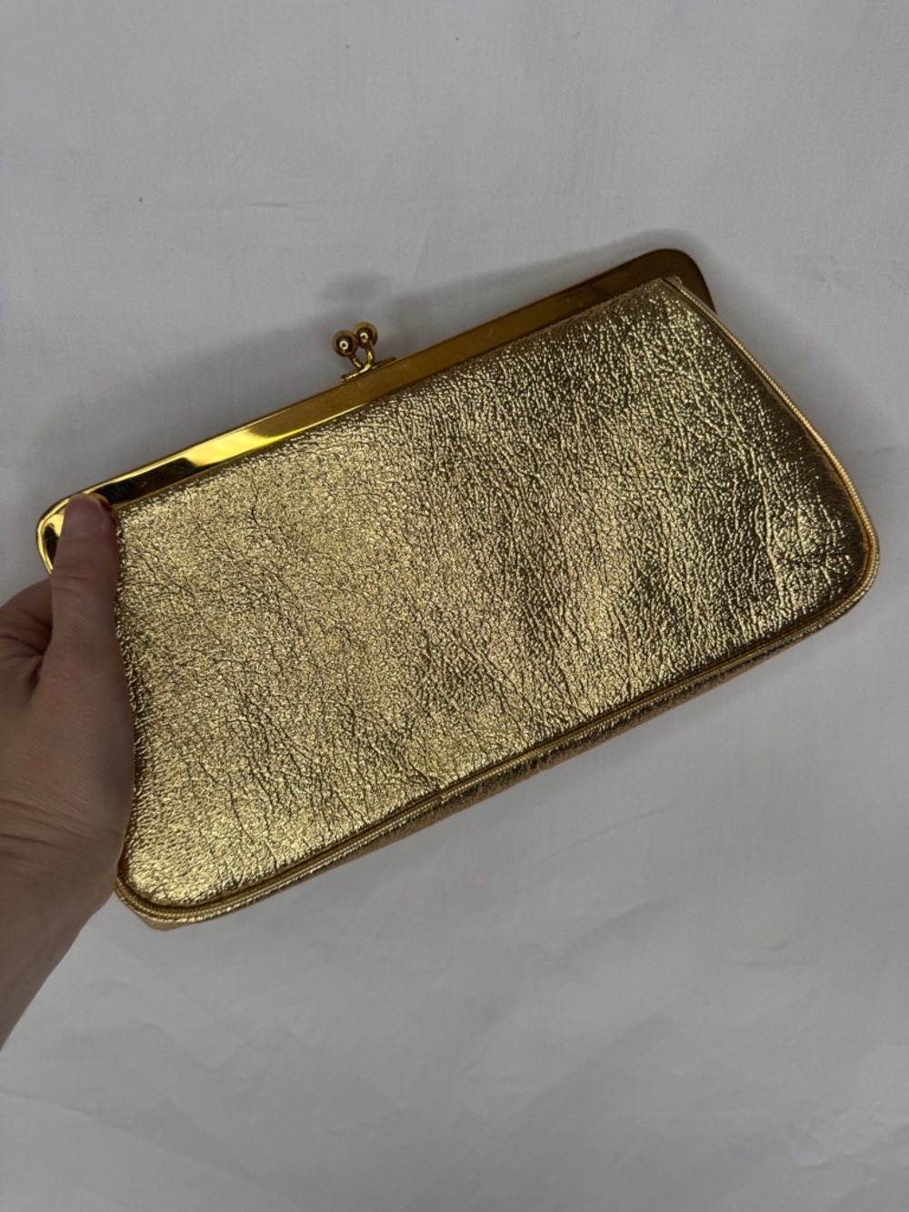 Gold Metallic Vintage Frame Clutch